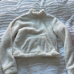 Cropped Sherpa quarter zip